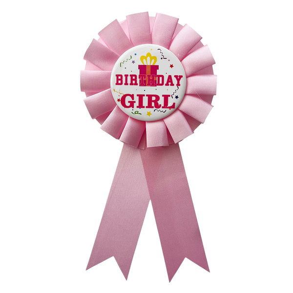 Pink Birthday Girl rosette badge