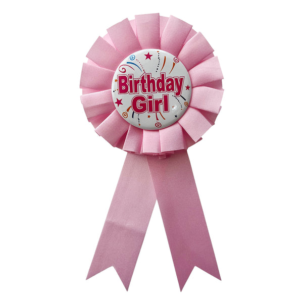 Pink Birthday Girl rosette badge
