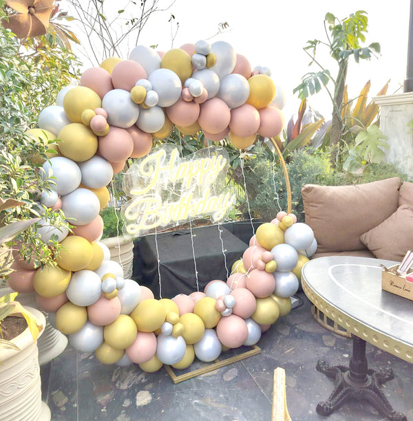 Rose Gold Birthday Balloon Ring Backdrop