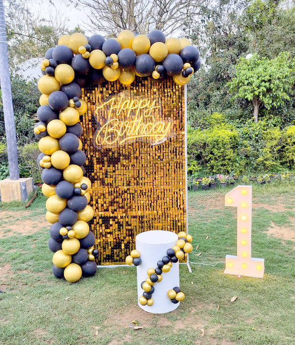Birthday Sequin Balloon Half-Arch & Marquee