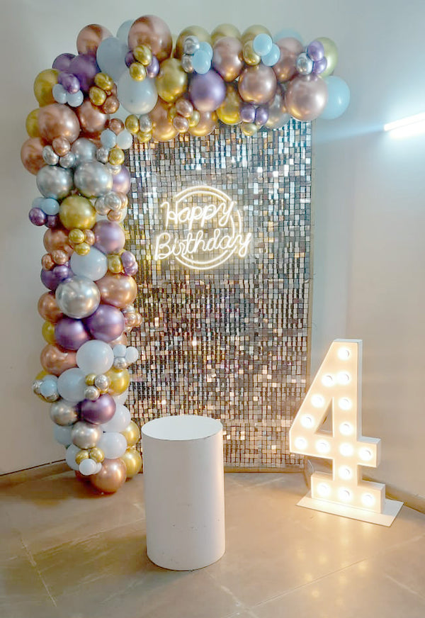 Birthday Sequin Balloon Half-Arch & Marquee