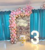 Half Arch Balloon Decor with Sequins Panel and Marquee Lights [ BC20 ]