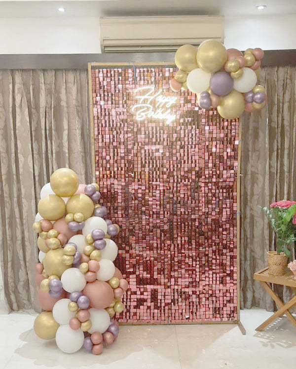 Rose Gold Birthday Sequin Backdrop Decor