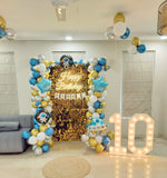 Space Theme Birthday Decor with Sequins Panel and Marquee Lights [ BD24 ]