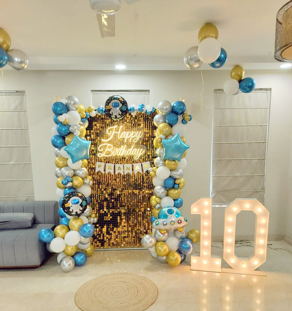 Space Birthday Sequin & Marquee Balloon Decor