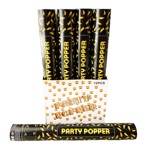 Black and gold polka dot confetti party popper