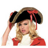 Black pirate party hat costume accessory with classic pirate captain styling from Funzoop The Party Shop