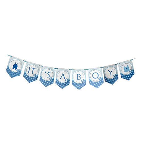 Blue It's a Boy banner decoration for baby boy arrival celebration from Funzoop The Party Shop