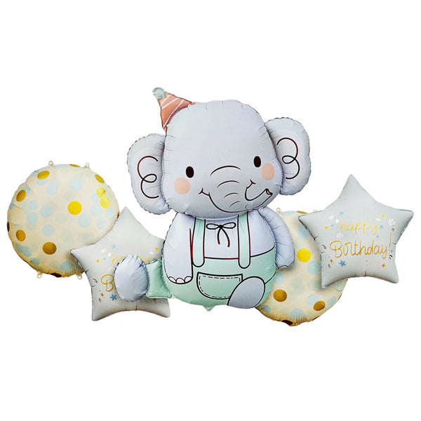 Blue elephant themed foil balloon arrangement for birthday and baby shower decoration from Funzoop The Party Shop
Cute elephant birthday foil balloon bouquet decoration from Funzoop The Party Shop
Baby elephant blue foil balloon set for celebration party decoration from Funzoop The Party Shop