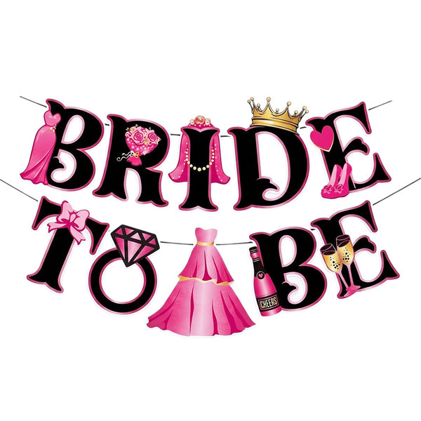 Black and pink Bride to Be dress paper banner for bachelorette party