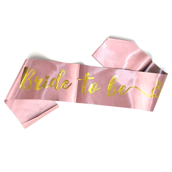 Bride to Be Satin Party Sash, Pink & Rose Gold Options