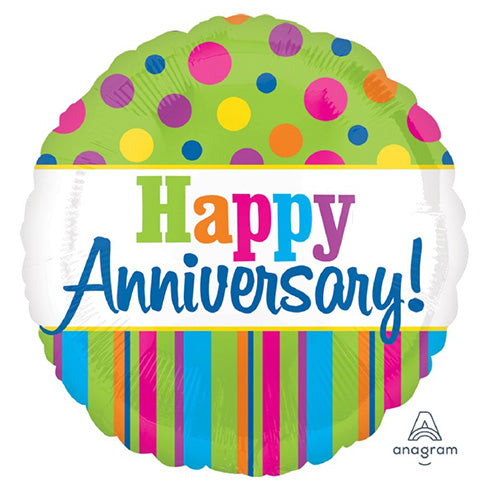 Bright Anniversary Foil Balloon, Multicolour, 18 Inch shown as a product reference for anniversaries, weddings and romantic celebrations, with its themed design visible.