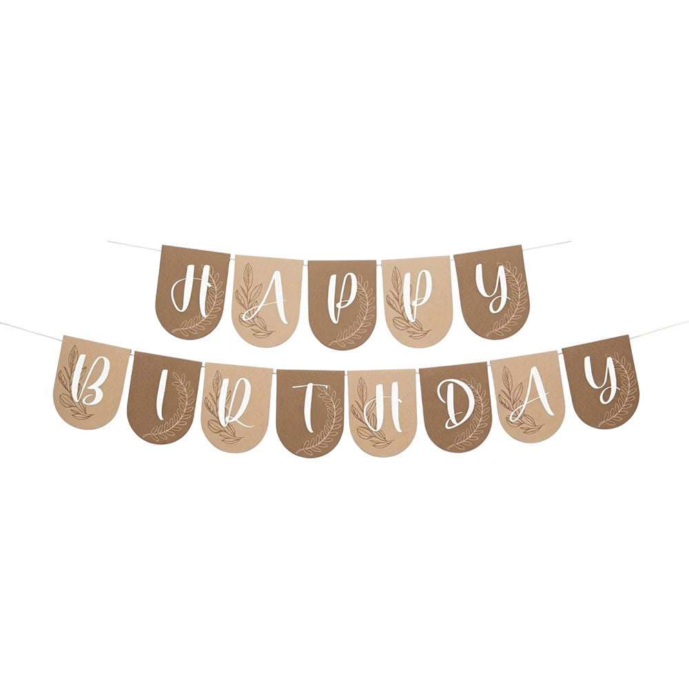 Brown Happy Birthday paper banner for party backdrop