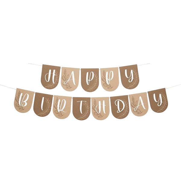 Brown Happy Birthday paper banner for party backdrop