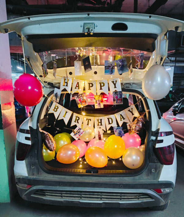 Car Boot Birthday Decoration with Fairy Lights