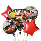 Cars theme racing birthday balloon bouquet with cartoon car themed foil balloons from Funzoop The Party Shop