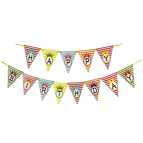 Chevron pattern Happy Birthday party flags banner for celebration backdrop decoration from Funzoop The Party Shop