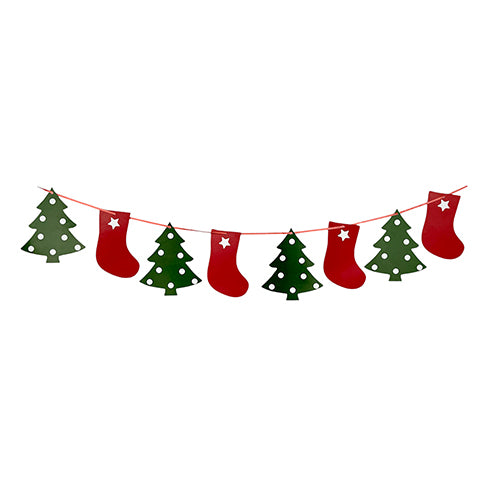 Christmas Stockings and Pine Tree Paper Bunting Banner