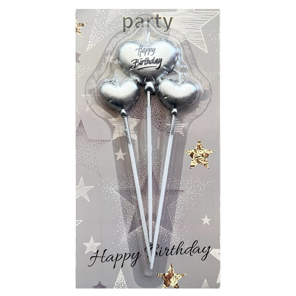 Chrome Heart Happy Birthday Wax Cake Candles, 3 Pcs