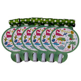Dino theme party blowouts pack of 6 with colorful dinosaur themed designs from Funzoop The Party Shop