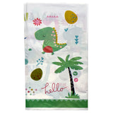 Dino theme plastic table cover with colorful dinosaur jungle print from Funzoop The Party Shop