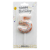 Donut-print number 5 cake candles in White, Pink and Blue