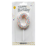 Donut shape number cake candle with colorful sprinkle design for birthday cakes from Funzoop The Party Shop