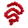 Red floral pom-pom garland with clustered decorative flowers and end loops for Diwali doorways, walls and festive celebration backdrops.