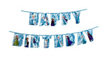 Happy Birthday Frozen party backdrop banner for girls birthday celebration from Funzoop The Party Shop