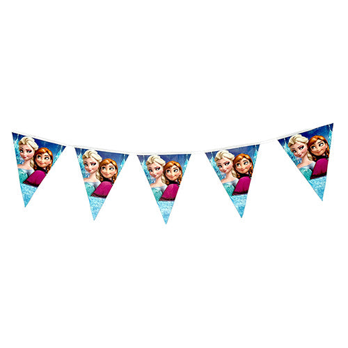 Frozen inspired birthday wall decoration banner with winter princess theme artwork for girls birthday celebration from Funzoop The Party Shop
