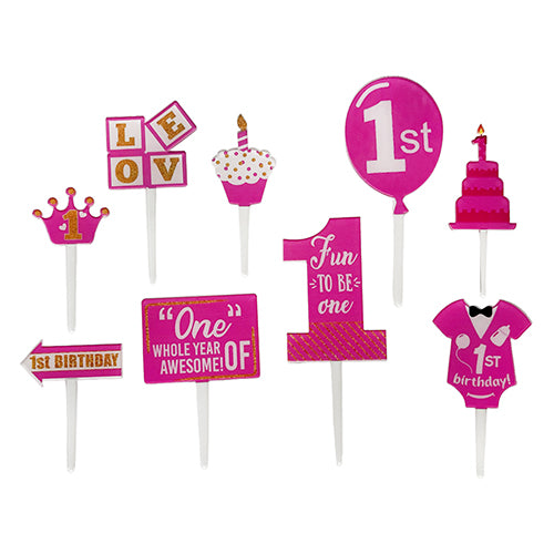 1st Birthday Plastic Cake Topper Set