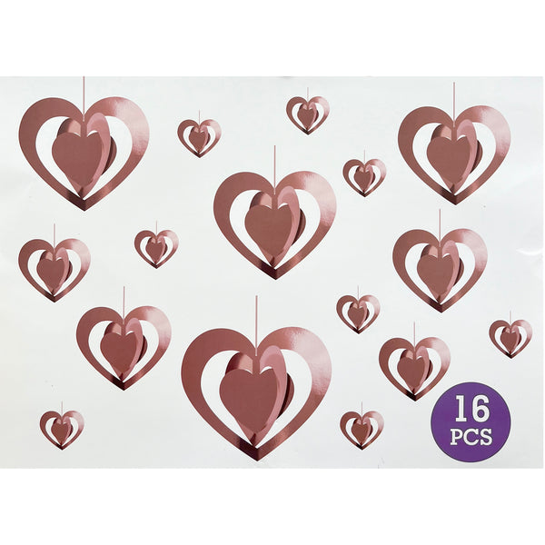 3D Heart Hanging Garland Decoration Kit, Rose Gold