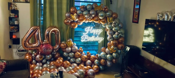 40th Birthday Metallic Balloon Backdrop