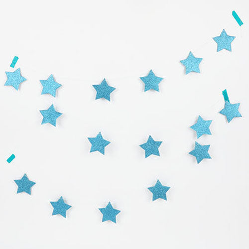 1.6 M Star Sparkle Paper Garland - Blue-funzoop-thepartyshop