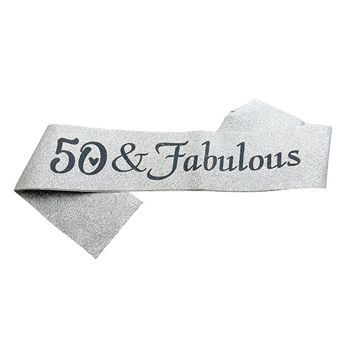 50 and Fabulous Birthday Sash, Assorted Colours