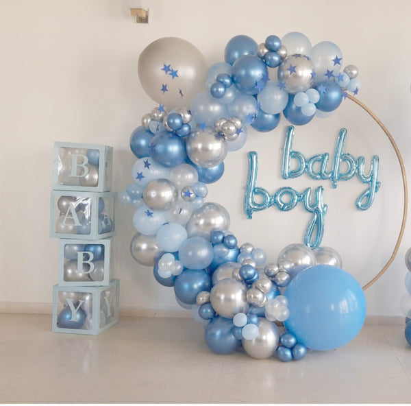 Baby Arrival with Balloon Arch and Box Cubes