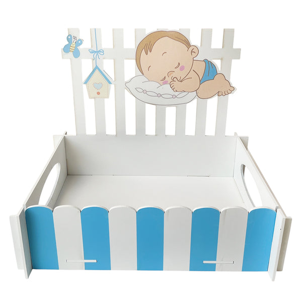 Baby Cradle Gift Tray, Blue/Pink
