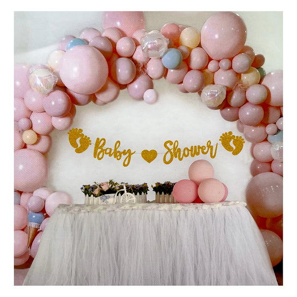 Baby Shower Foot Print Glitter Banner-funzoop-thepartyshop