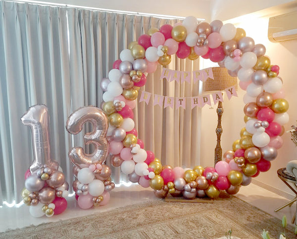 Balloon Arch Decoration with Number Centerpiece