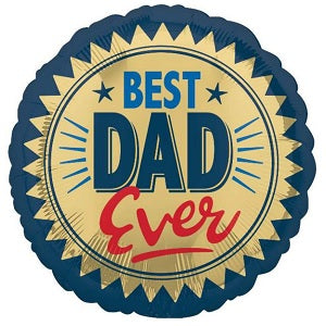 Best Dad Ever Gold Stamp Foil Balloon, 18 Inch shown as a product reference for Father's Day, birthdays and appreciation gifts for Dad, with its themed design visible.
