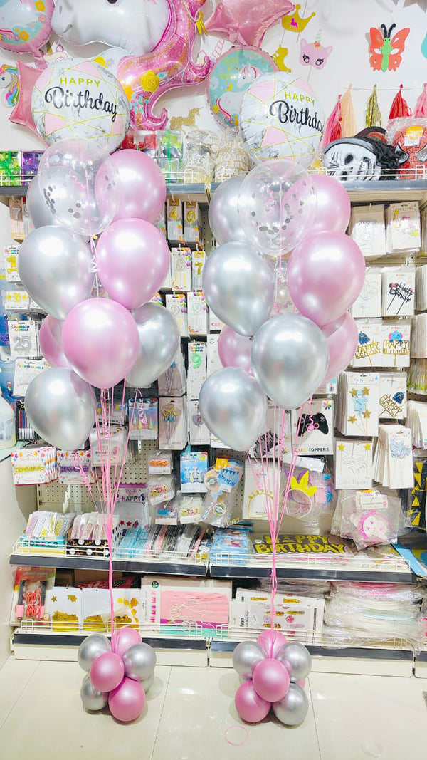 Birthday Chrome & Confetti Helium Balloon Bouquet