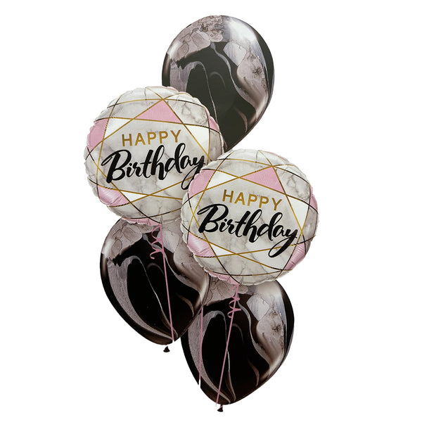 Birthday Foil & Latex Helium Balloon Bouquet, 5 Pcs shown in the helium-filled arrangement option for a themed celebration table and party photo display