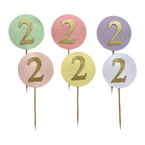 Birthday number paper cake topper set