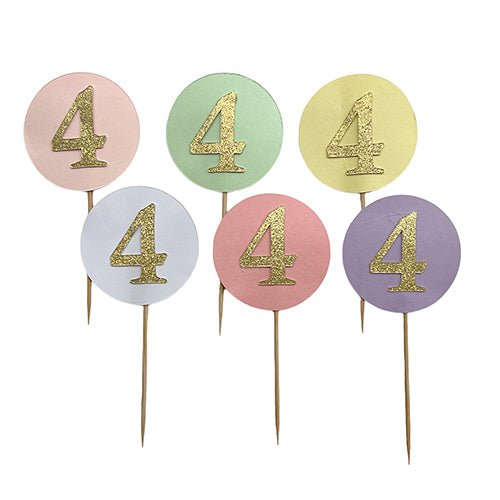 Birthday number paper cake topper set