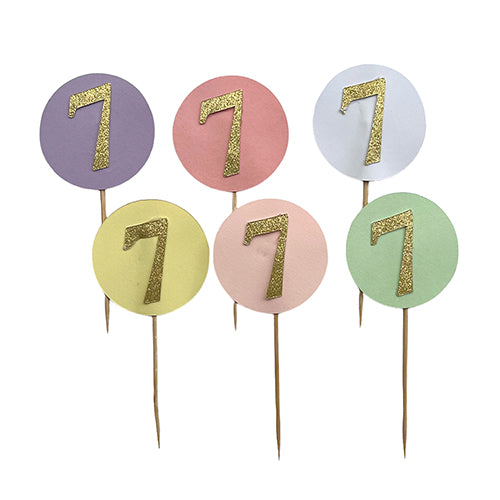 Birthday number paper cake topper set