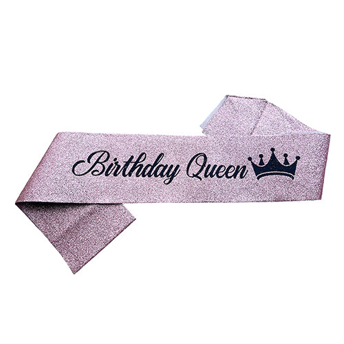 Birthday Queen Glitter Sash, Assorted Colors