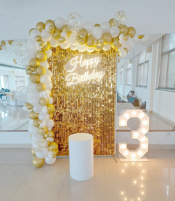 Birthday Sequin Balloon Half-Arch & Marquee
