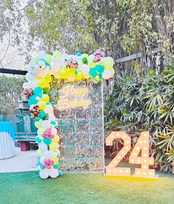 Birthday Sequin Balloon Half-Arch & Marquee