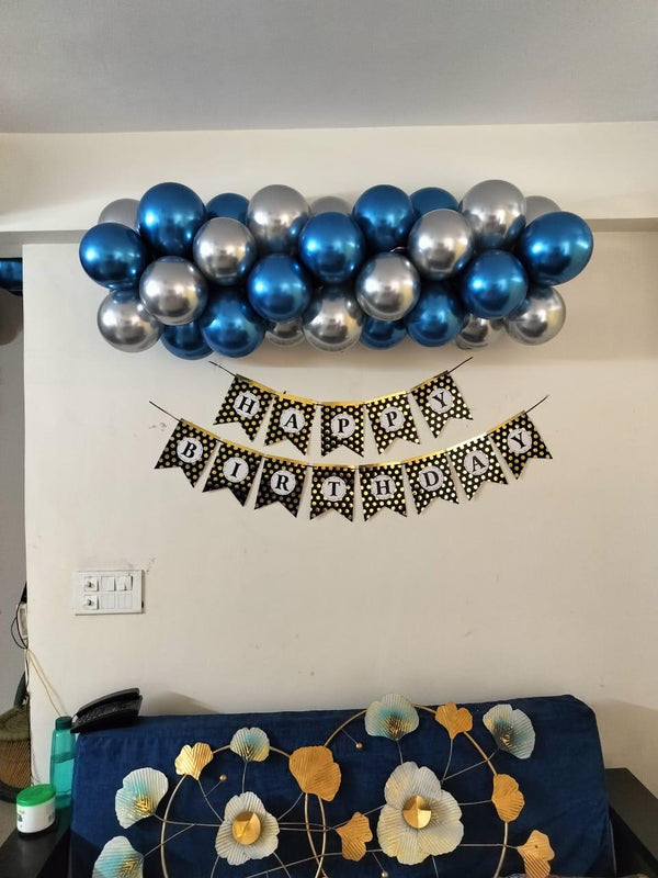 Blue and Silver Chrome Balloon Decoration