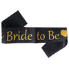 Bride to Be Black Satin Sash with Gold Print